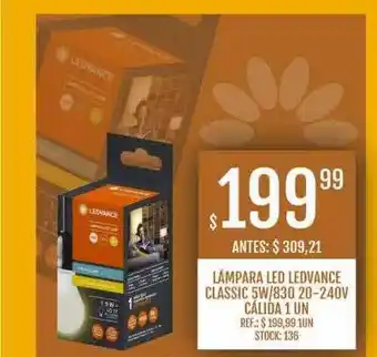 Supermercados Todo Lámpara led ledvance classic 5w 830 20-240v cálida oferta