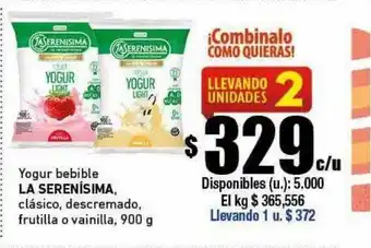 Cooperativa Obrera Yogur bebible la serenisima oferta