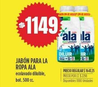 Supermercados Vea Jabón para la ropa ala ecolavado diluible bot. 500 cc oferta