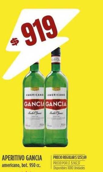 Supermercados Vea Aperitivo gancia americano bot. 950 cc oferta