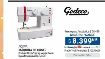 Cooperativa Obrera Godeco activa máquina de coser oferta