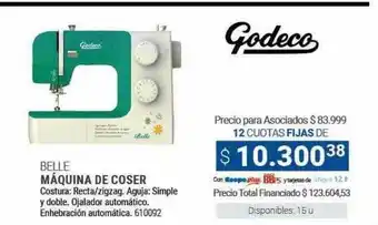 Cooperativa Obrera Godeco belle máquina de coser oferta
