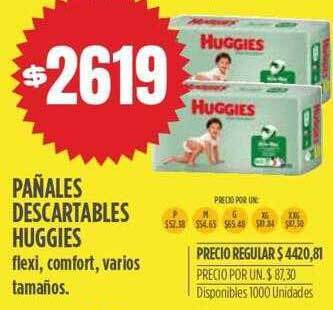 Supermercados Vea Pañales descartables huggies flexi, comfort, varios tamaños oferta