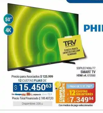 Cooperativa Obrera Philips 50pud7406 77 smart tv oferta