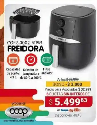 Cooperativa Obrera Cofr-0002 freidora oferta
