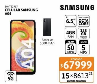 Cetrogar Samsung Celular A04 oferta