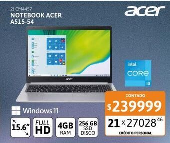 Cetrogar Acer Notebook A515-54 oferta