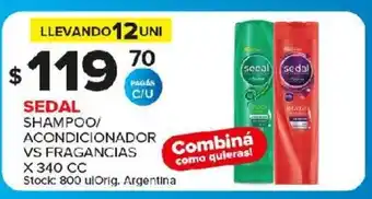 Carrefour Maxi Sedal Shampoo/Acondicionador Vs Fragrancias x 340cc oferta