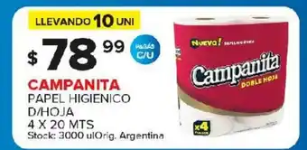 Carrefour Maxi Campanita Papel Higienico D/Hoja 4 x 20mts oferta