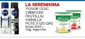 Carrefour Maxi La Serenisima Yogur Desc Cremoso Frutilla/Vainilla Pote x 120grs oferta