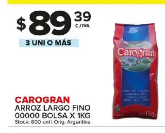 Carrefour Maxi Carogran Arroz Largo Fino 00000 bolsa x 1kg oferta