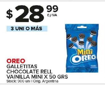 Carrefour Maxi Oreo Galletitas Chocolate Rell Vainilla Mini x 50grs oferta