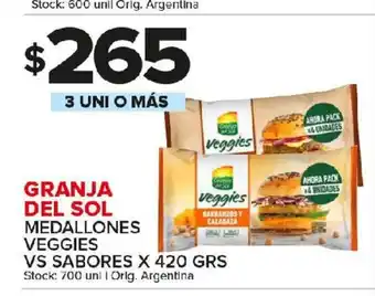 Carrefour Maxi Granja Del Sol Medallones Veggies VS Sabores x 420grs oferta