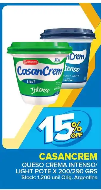 Carrefour Maxi Casancrem Queso Crema Intenso/Light Pote x 200/290grs oferta