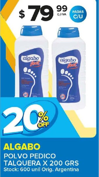 Carrefour Maxi Algabo Polvo Pedico Talquera x 200grs oferta
