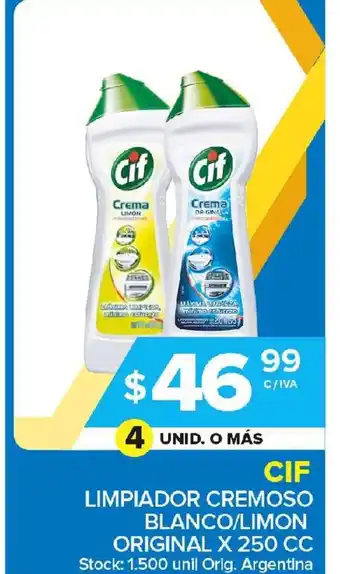 Carrefour Maxi CIF Limpiador Cremoso Blanco/Limon Original x 250cc oferta