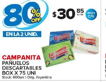 Carrefour Maxi Campanita Pañuelos Descartables Box x 75 uni oferta