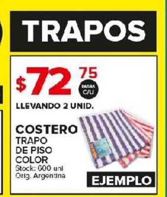 Carrefour Maxi Costero Trapo De Piso Color oferta