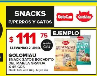 Carrefour Maxi Golomiau Snack Gatos Bocadito Del mar/la Granja x 45grs oferta