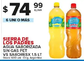 Carrefour Maxi Sierra de Los Padres Agua Saborizada Sin Gas Pet Vs Sabores x 1.5lt oferta