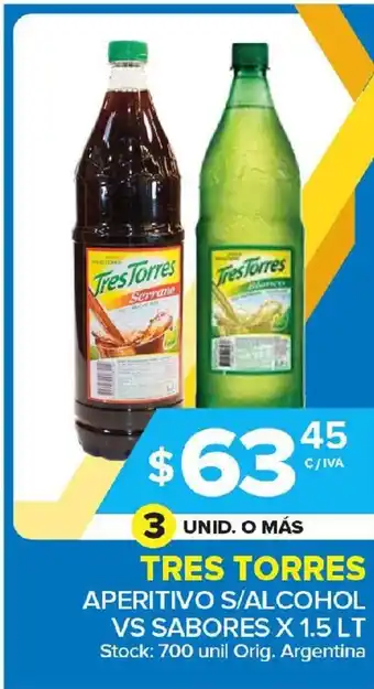 Carrefour Maxi Tres Torres Aperitivo S/Alcohol Vs Sabores x 1.5lt oferta