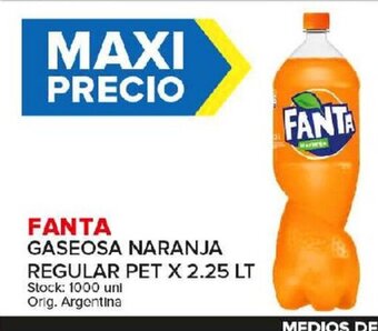 Carrefour Maxi Fanta Gaseosa Naranja Regular Pet x 2.25lt oferta