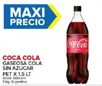 Carrefour Maxi Coca Cola Gaseosa Cola Sin Azucar Pet x 1.5lt oferta