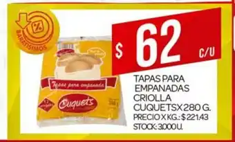 Supermercados DIA Tapas Para Empanadas Criolla Cuquets x 280g oferta