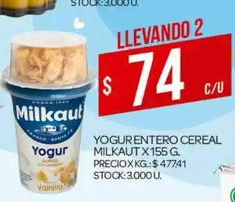 Supermercados DIA Milkaut Yogure entero Cereal x 155g oferta