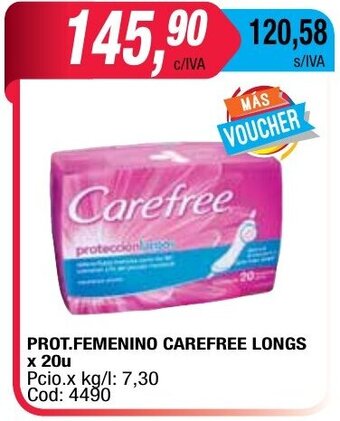 Maxiconsumo Carefree Prot. Femenino Longs x 20u oferta