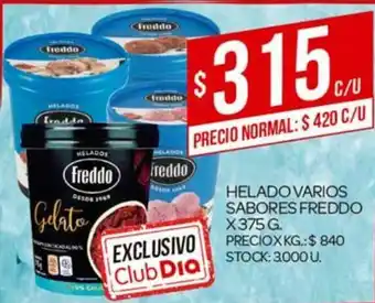 Supermercados DIA Helado Varios Sabores Freddo x 375g oferta