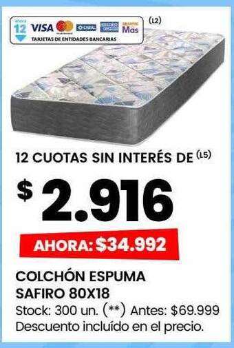 Changomas Colchóñ espuma safiro 80x18 oferta