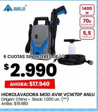 Changomas Hidrolavadora mod avw vcw70p anlu oferta