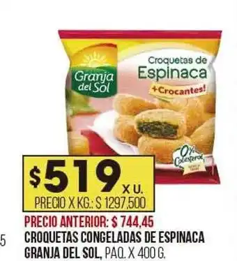 Coto Croquetas congeladas de espinaca granja del sol oferta