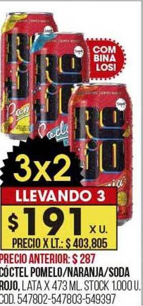Coto Cóctel pomelo naranja soda rojo oferta