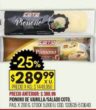 Coto Pionono de vainilla-salado coto oferta