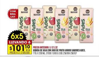 Coto Bebida de soja con jugo de fruta varios sabores ades oferta