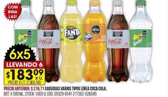 Coto Gaseosas varios tipos línea coca cola oferta