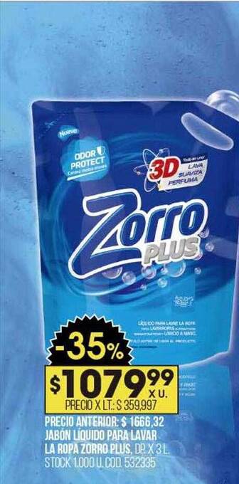 Coto Jabón líquido para lavar la ropa zorro plus oferta