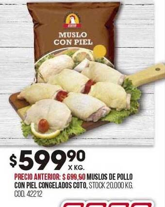 Coto Muslos de pollo con piel congelados coto oferta