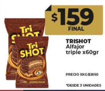 Supermayorista Vital Trishot alfajor triple oferta