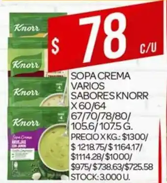 Supermercados DIA Knorr Sopa Crema Varios Sabores x 60g oferta
