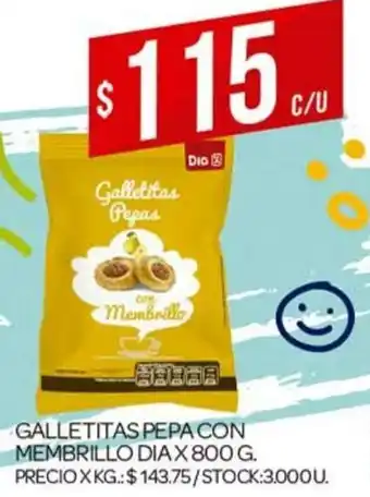 Supermercados DIA Galletitas Pepa Con Membrillo Dia x 800g oferta