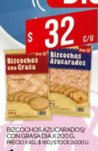 Supermercados DIA Bizcochos Azucarados/Con Grasa dia x 200g oferta
