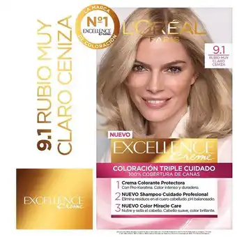 Coto Tintura permanente excellence creme de loréal parís 91 rubio muy claro ceniza x 47 gr oferta