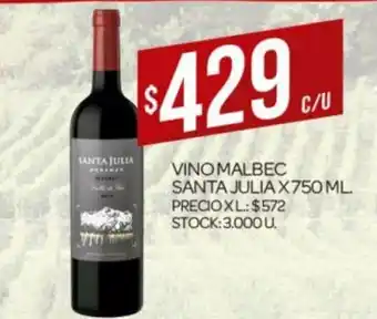 Supermercados DIA Vino Malbec Santa Julia x 750ml oferta