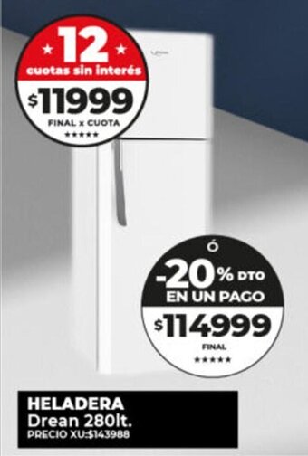 Supermayorista Vital Heladera Drean 280lt oferta