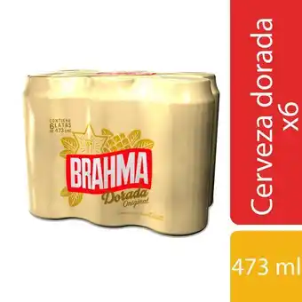 Carrefour Cerveza dorada brahma lata 473 cc. x 6 uni oferta