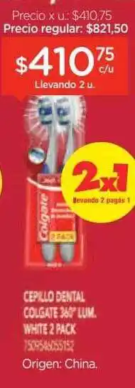 Farmacity Cepillo dental colgate 360° lum. white 2 pack oferta