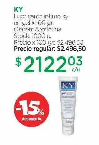 Farmacity Ky lubricante intimo ky en gel 15% descuento oferta